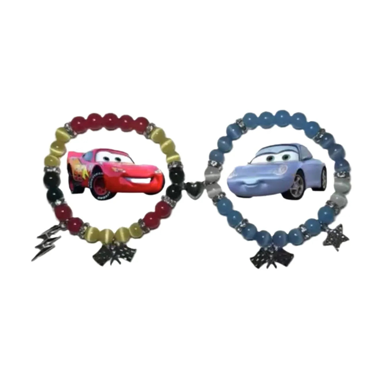 🚗🦇 Dynamic Duo Bracelet Set – Batman x Cars Inspired Couple Bracelets (2-Piece)