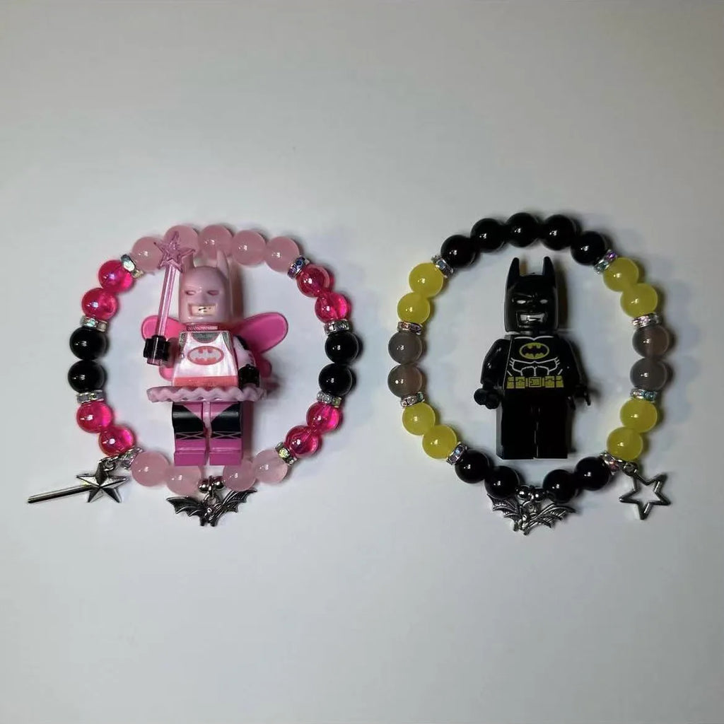 🚗🦇 Dynamic Duo Bracelet Set – Batman x Cars Inspired Couple Bracelets (2-Piece)